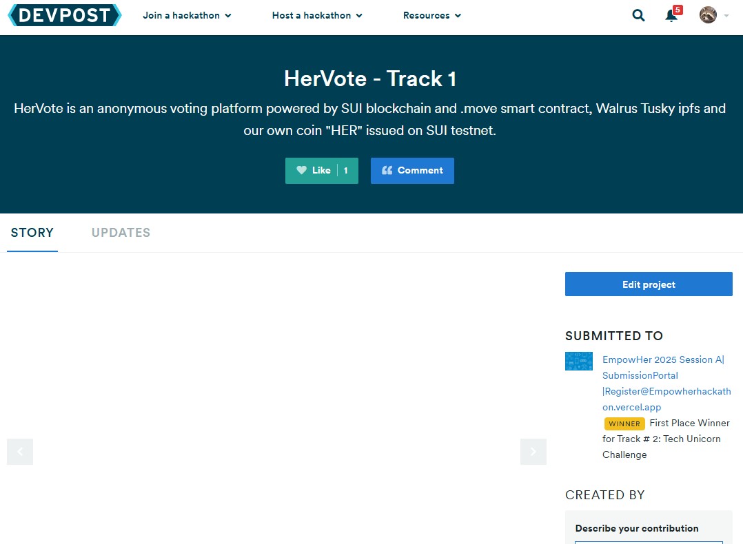 EmpowHer 2025 winner with HerVote